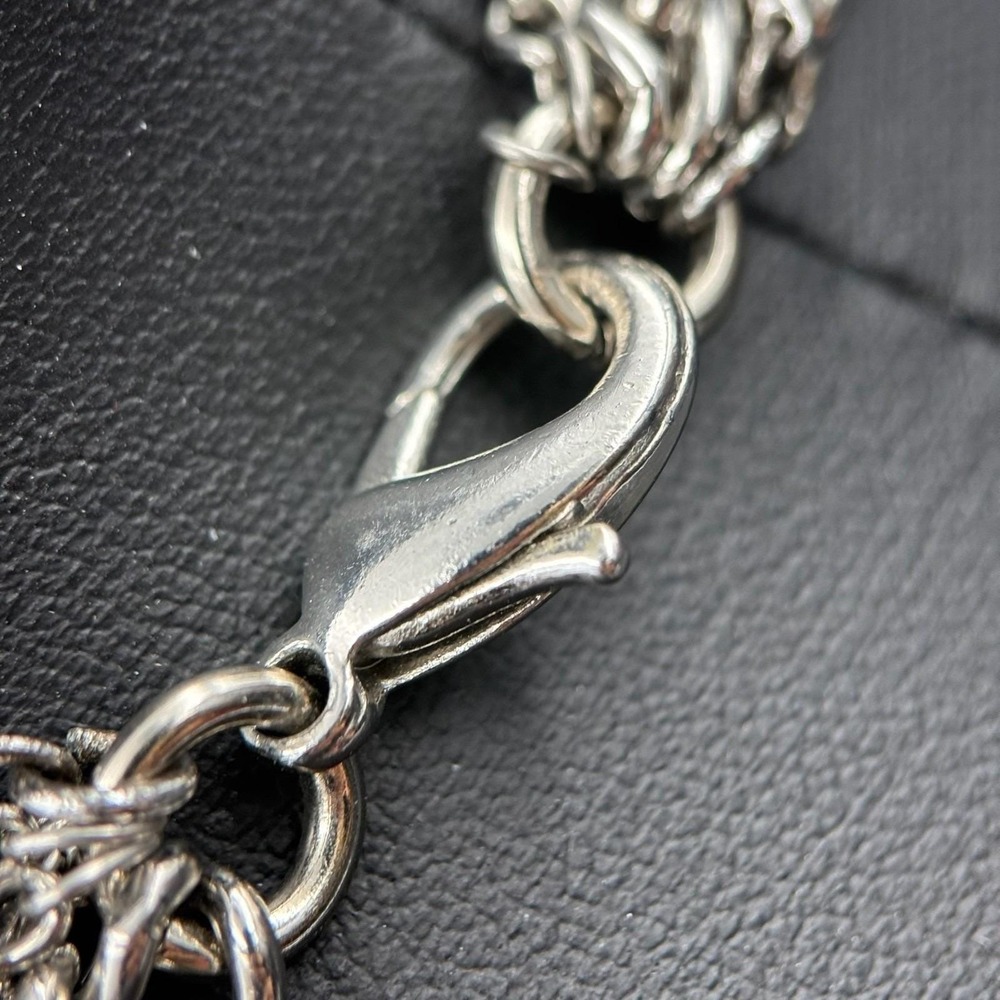 Vintage Rhinestone Encrusted Cross Charm Pendant Layered Chain Necklace Set - Picture 4 of 5